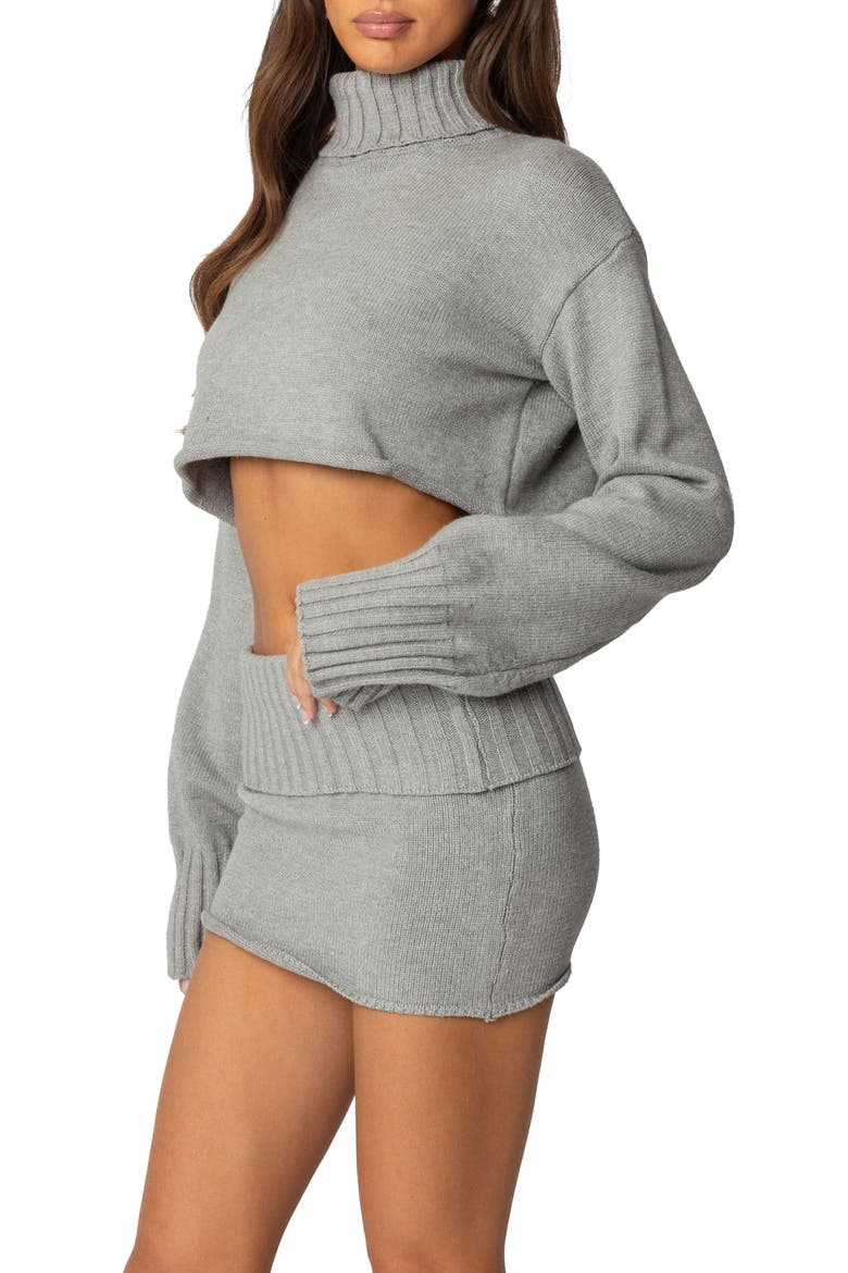 Gino Crop Turtleneck Sweater, Alternate, color, GRAY-MELANGE