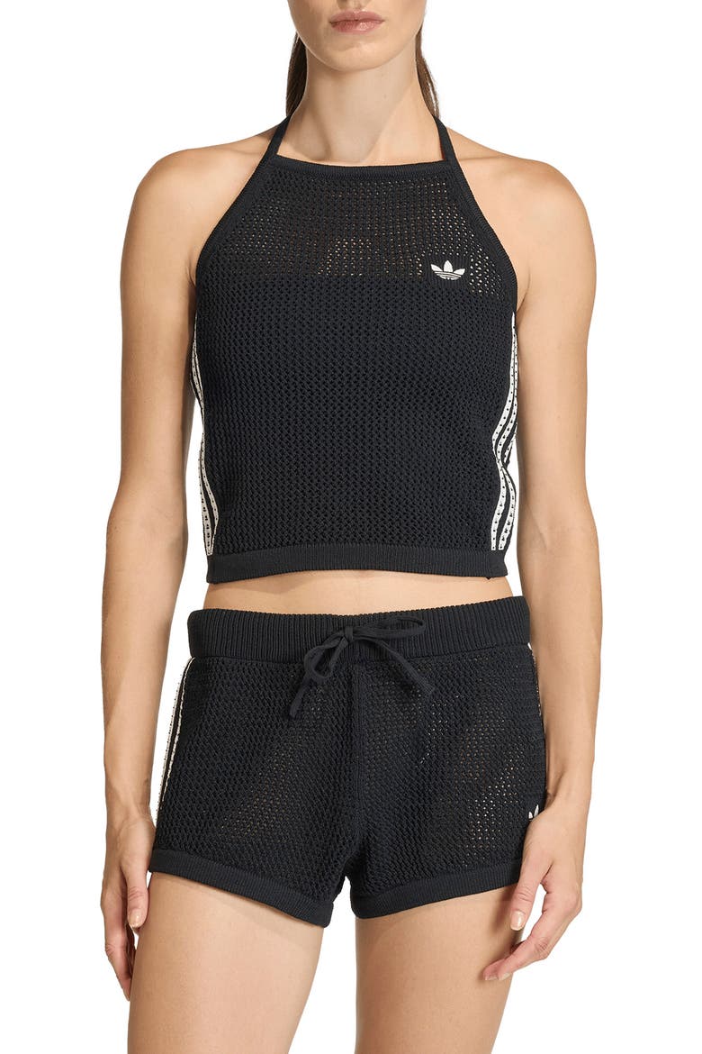 Open Stitch Halter Top, Main, color, BLACK