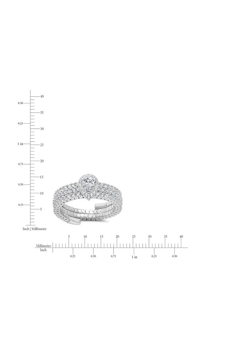 Crislu Pear Cut Cubic Zirconia Adjustable Ring, Alternate, color, Pure Platinum/ Clear Stone