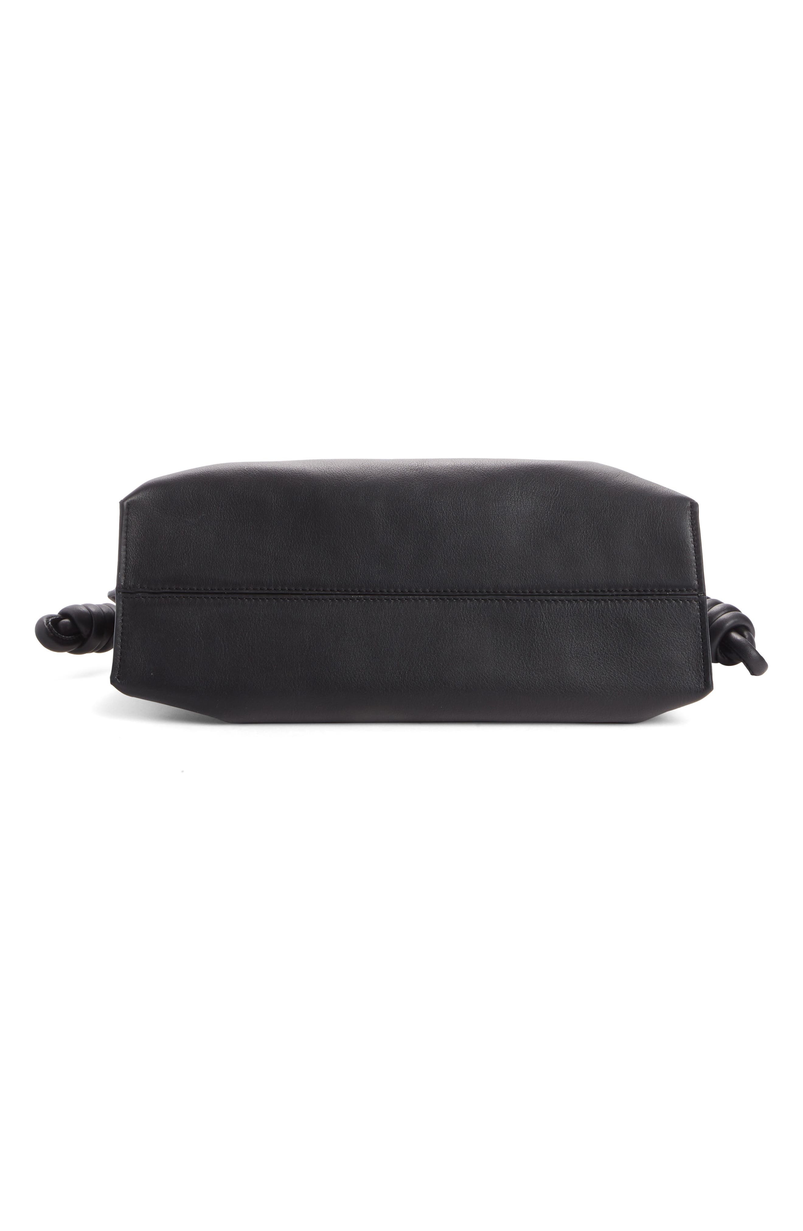 Flamenco Knot Leather Clutch, Alternate, color, BLACK