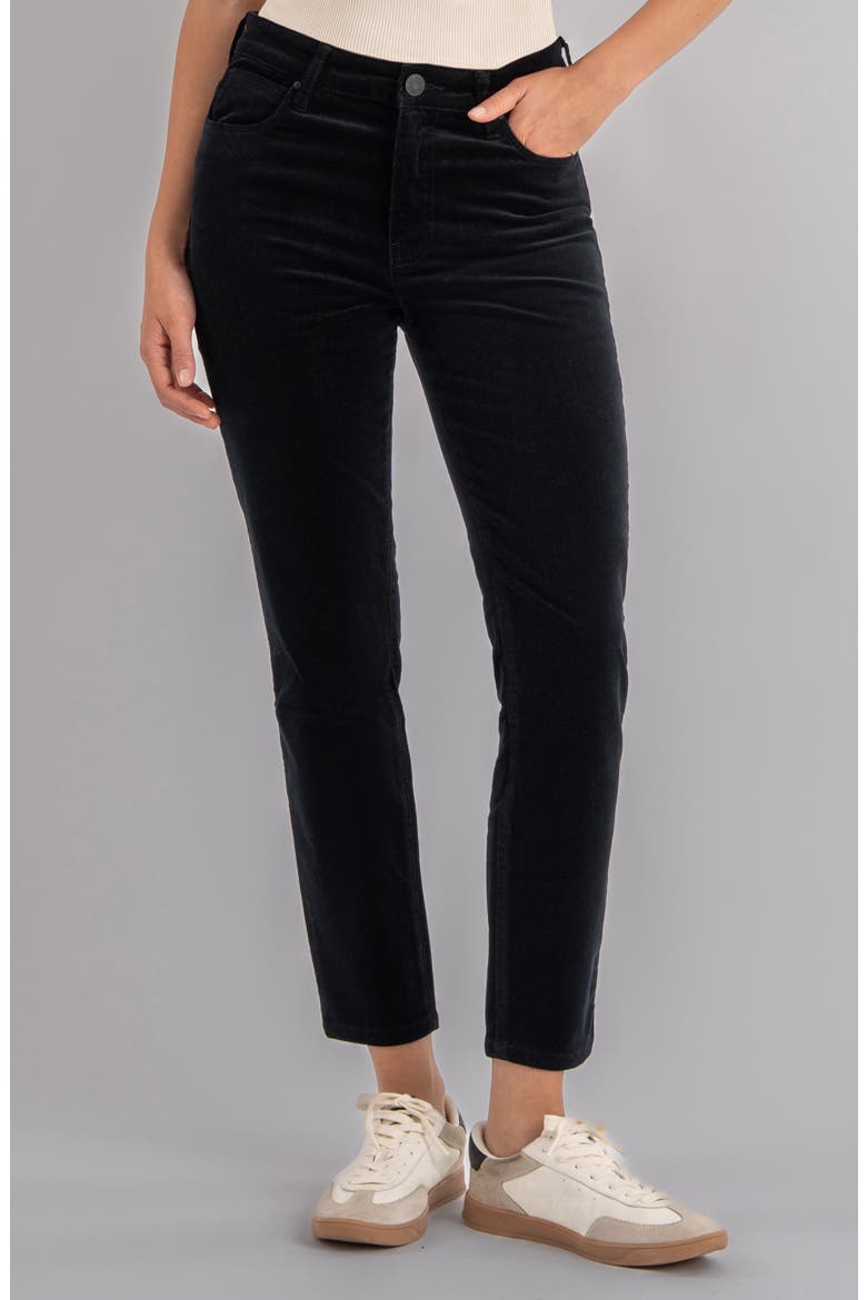 Charlize High Waist Velvet Ankle Cigarette Pants, Main, color, BLACK
