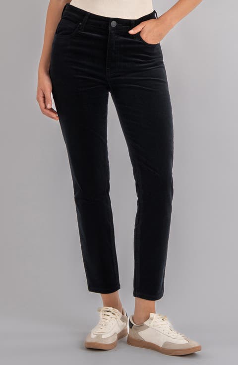 Charlize High Waist Velvet Ankle Cigarette Pants