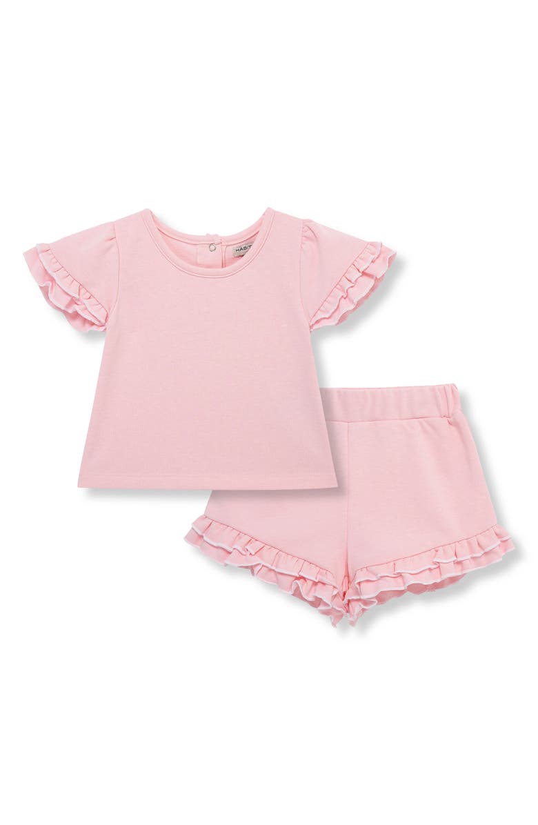 Habitual Kids Ruffle French Terry Top & Shorts Set, Main, color, Pink