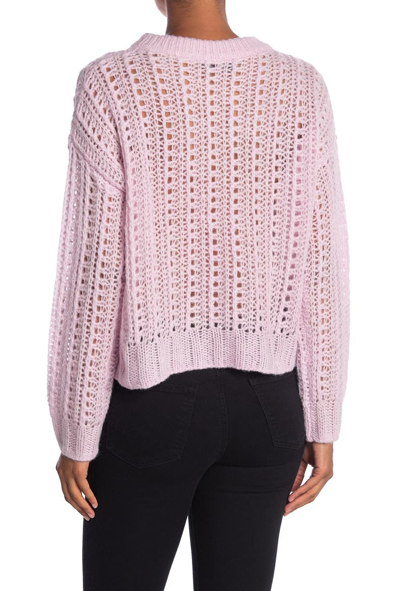 June Wool Blend Pointelle Wool & Cashmere Blend Sweater, Alternate, color, DUSTY LILAC