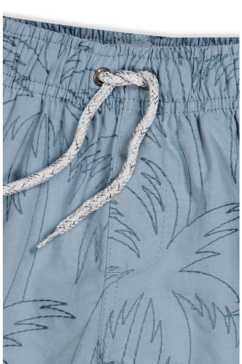 Kids' Palm Embroidered Volley Swim Trunks, Alternate, color, GRAY BLUE