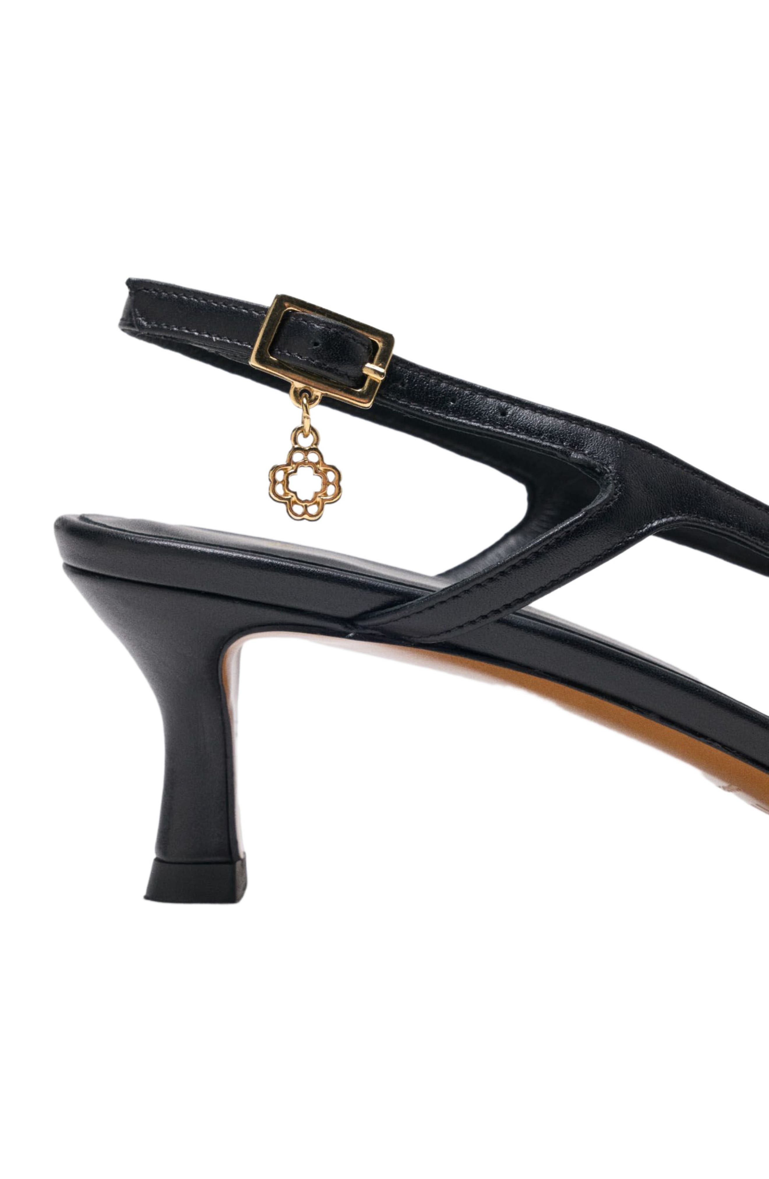 maje Smooth leather slingback pumps, Alternate, color, Black