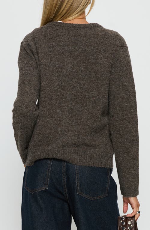 Princess Polly Better Than Fiction Crewneck Cardigan In Brown