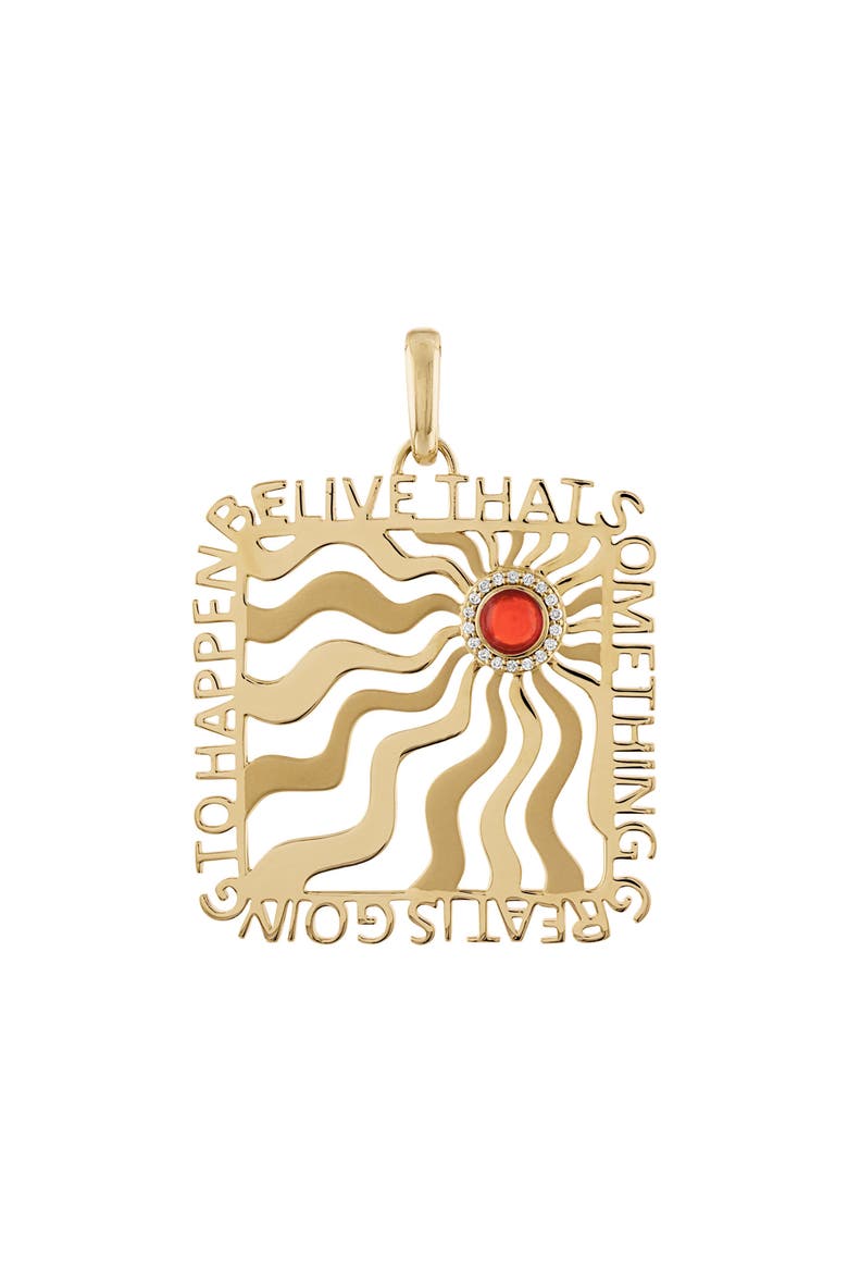 Believe Fire Opal & Diamond Pendant, Main, color, FIRE OPAL/ WHITE DIAMOND