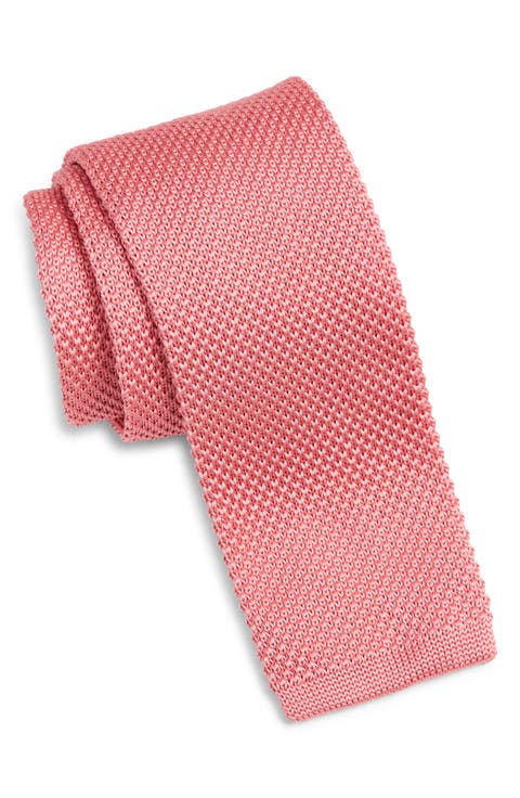 Salmon Silk Knit Tie