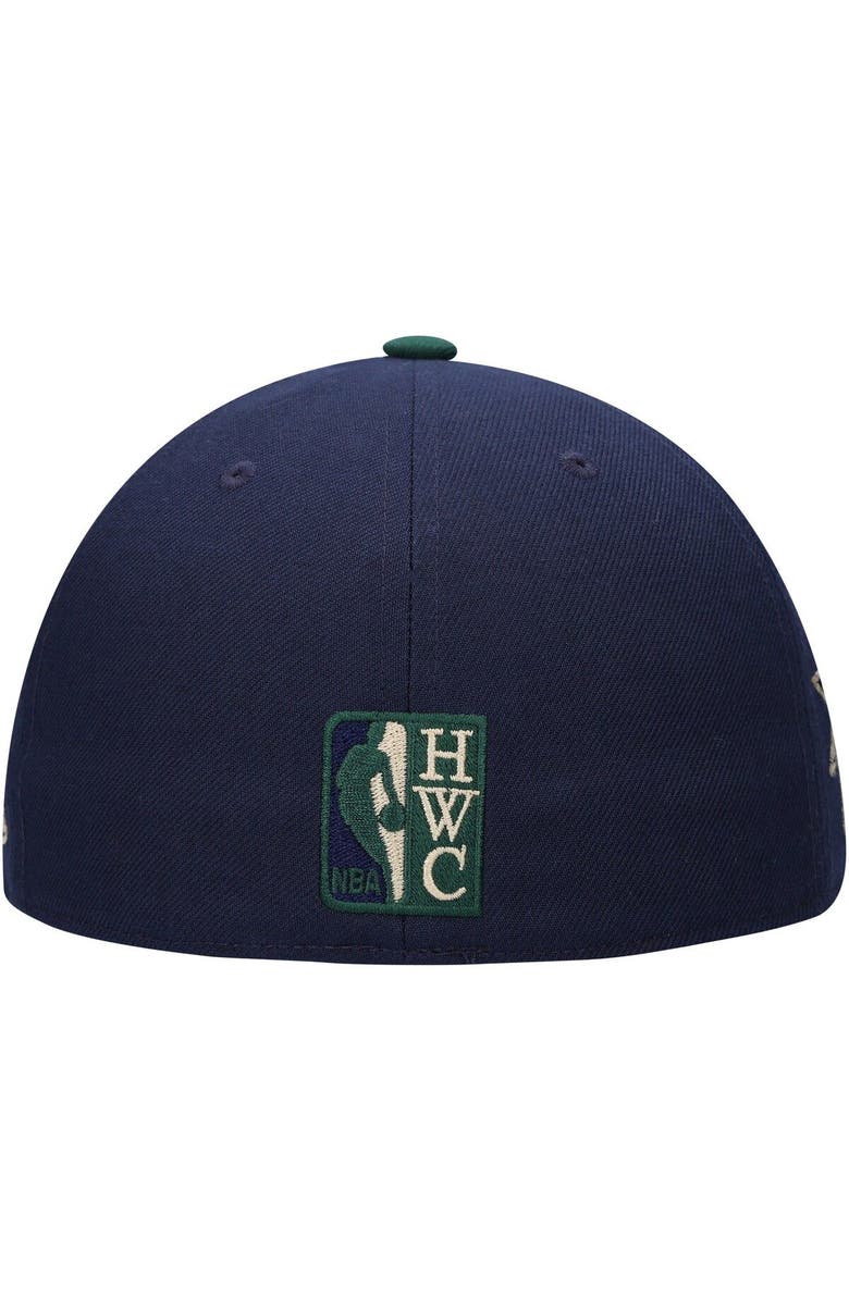Mitchell & Ness Men's Mitchell & Ness Navy/Green Philadelphia 76ers Hardwood Classics Grassland Fitted Hat, Alternate, color, 
