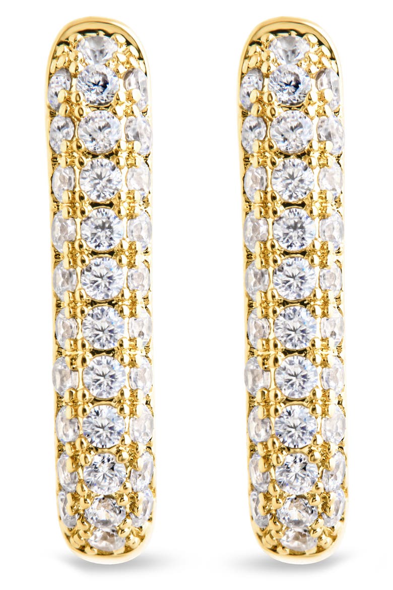 Francesca Cubic Zirconia Rectangular Hoop Earrings, Alternate, color, GOLD