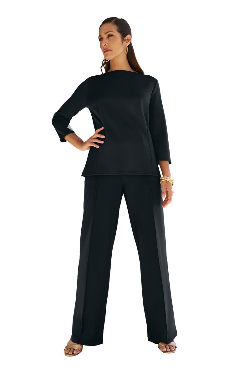 Jessica London PerfectEase Boatneck Top, Main, color, Black