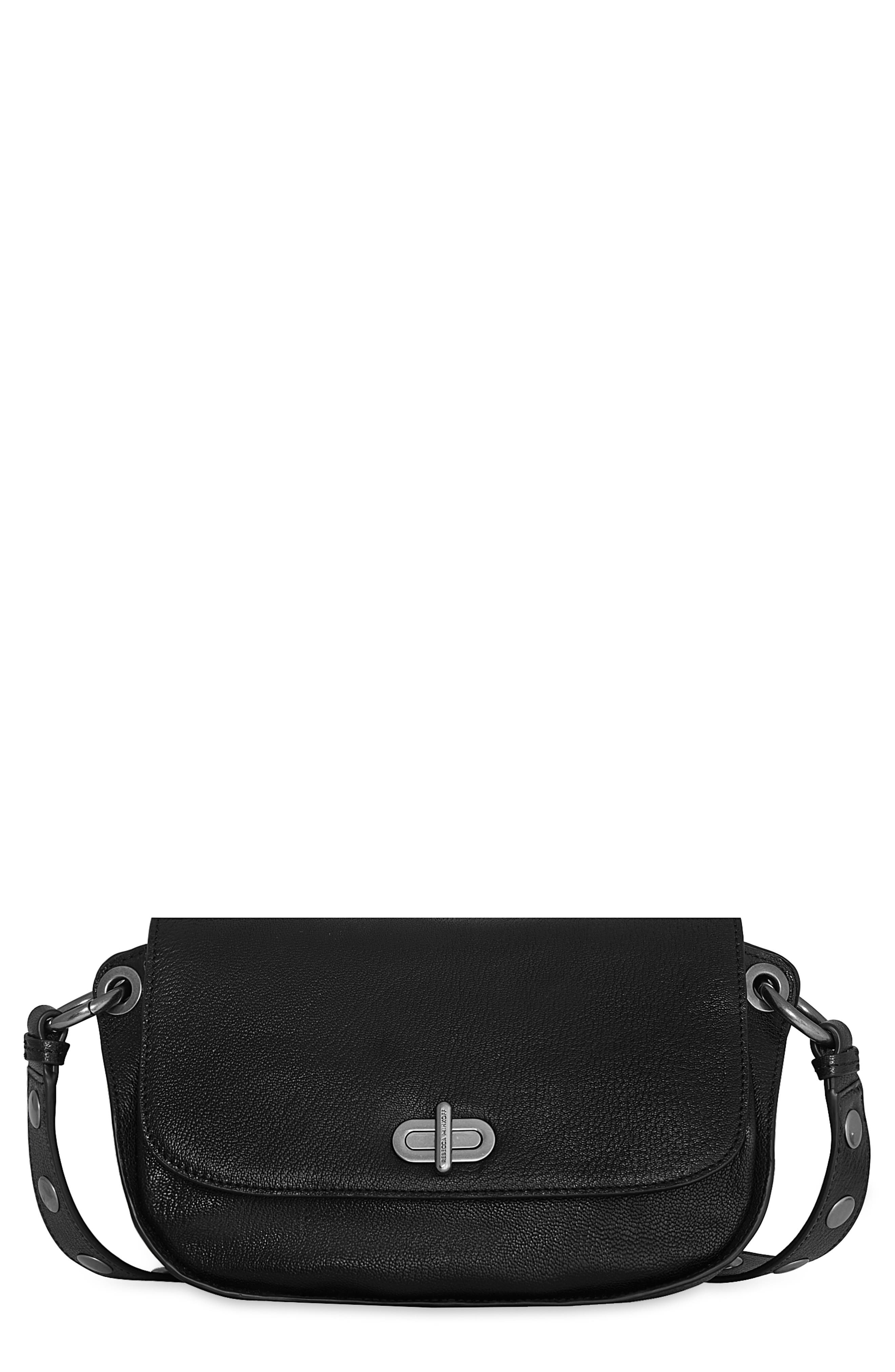 Rebecca Minkoff Bryce Leather Crossbody Bag, Main, color, Black