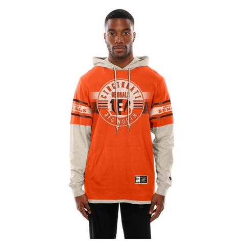 Men's New Era  Orange Cincinnati Bengals Twofer Layered Long Sleeve Hoodie T-Shirt