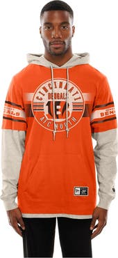 New Era Men's New Era Orange Cincinnati Bengals Twofer Layered Long Sleeve Hoodie T-Shirt