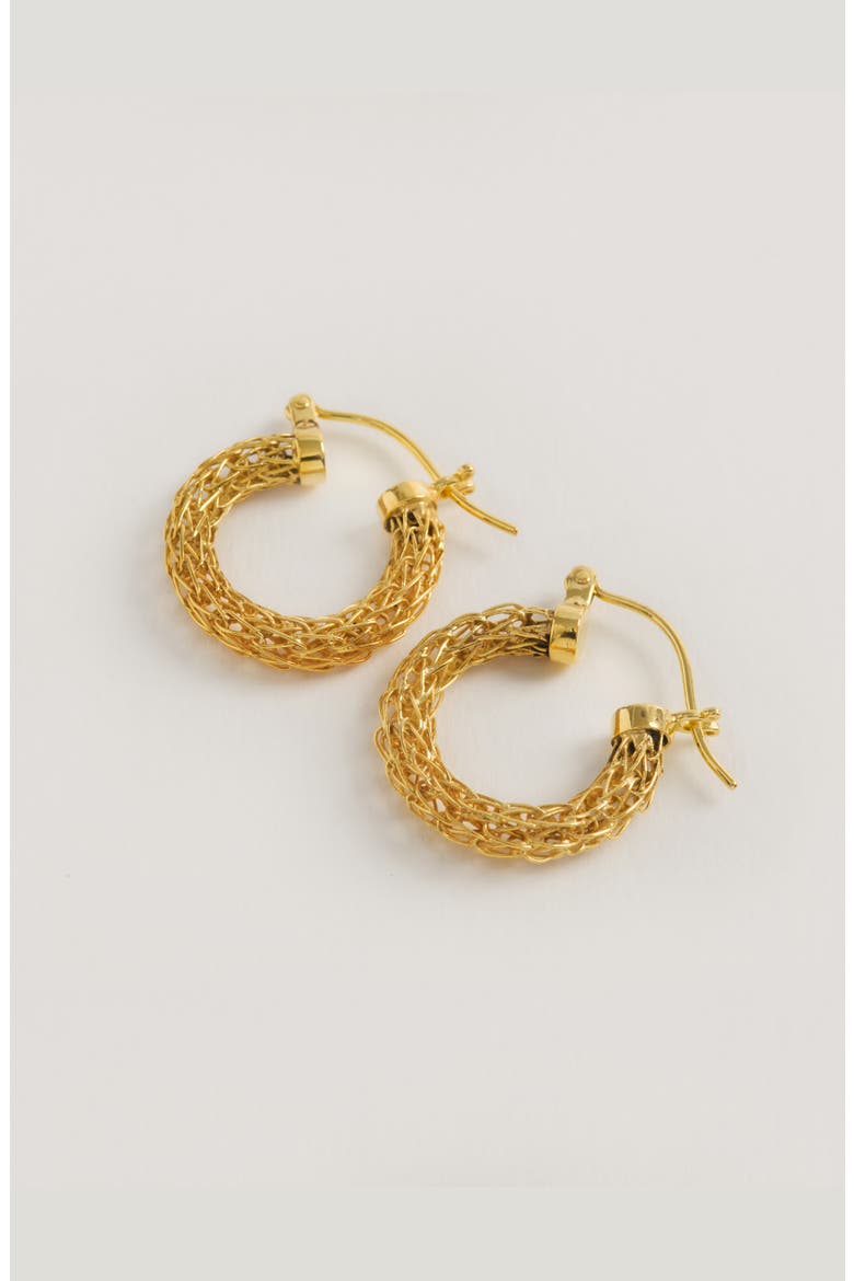 'Woven for Women' Mini Hoops, Alternate, color, Gold