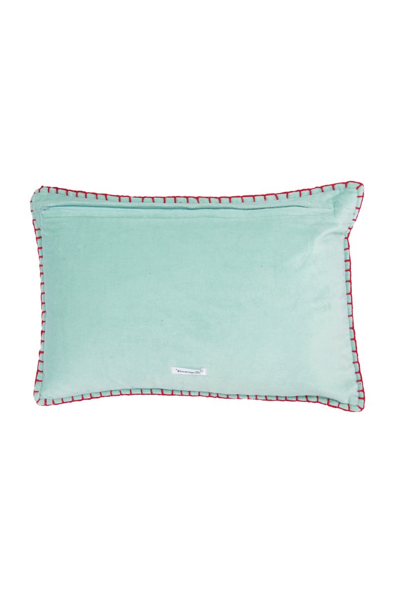 Blue Cotton Velvet Embroidered & Appliqued Elephant Pillow, Alternate, color, Blue