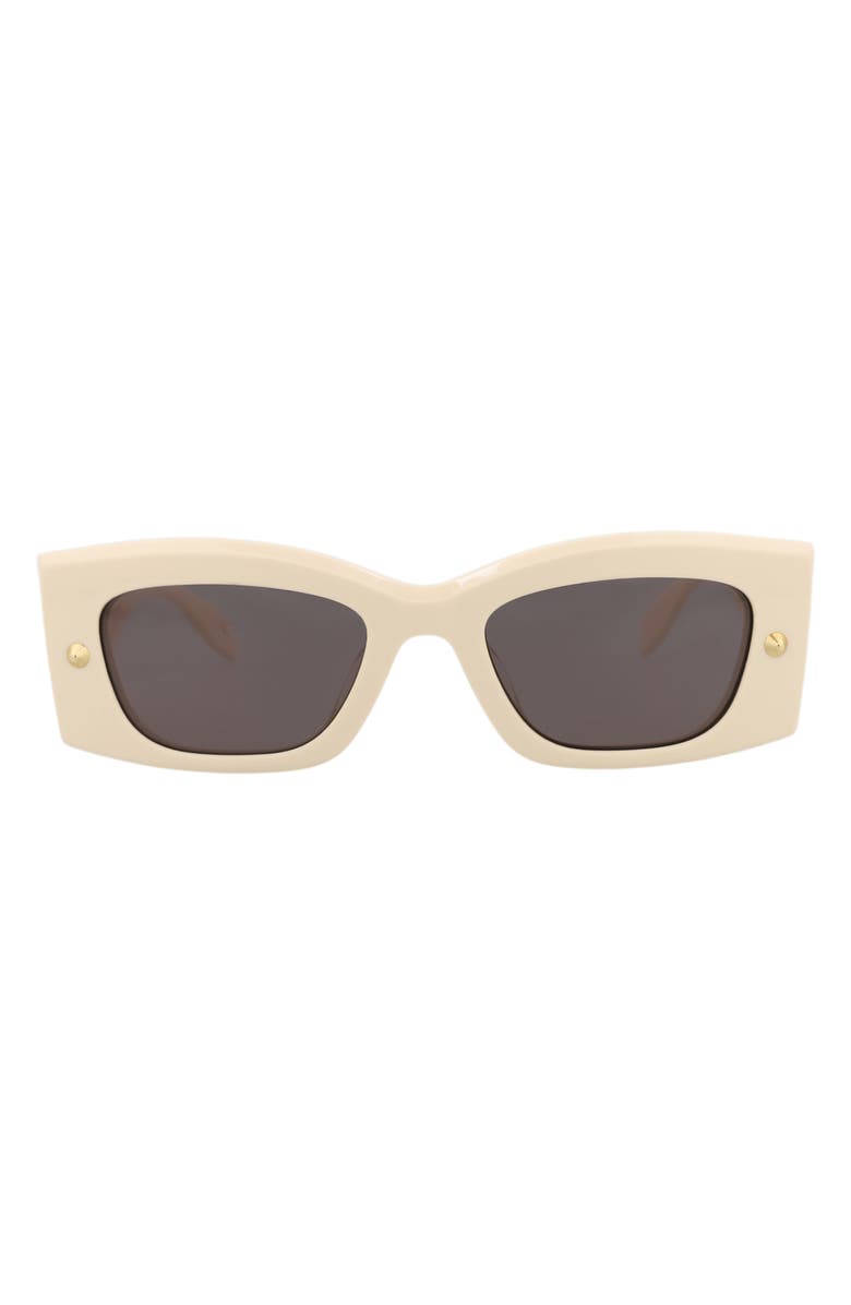 McQueen 51mm Modified Cat Eye Sunglasses, Main, color, Ivory Ivory Grey