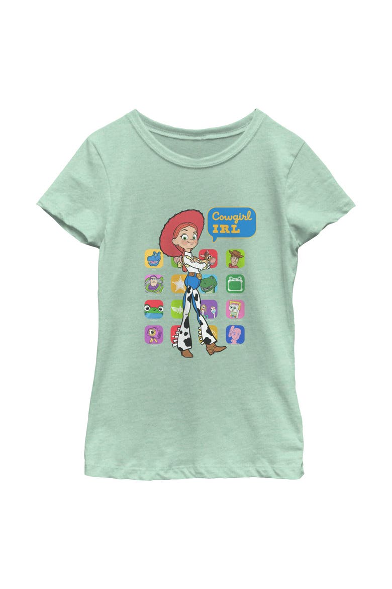 Girls Toy Story 5 Cowgirl IRL Color Collage T Shirt, Main, color, Mint