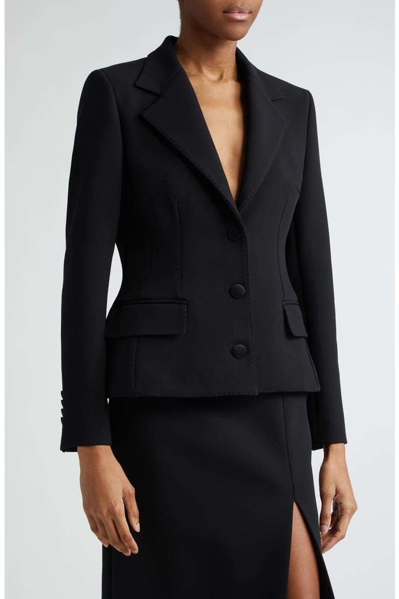 Single Breasted Wool Blazer, Alternate, color, N0000 NERO