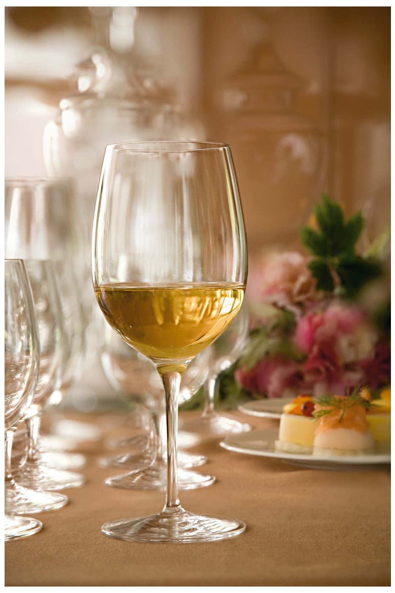 Crescendo 13 oz. White Wine Stems, Set of 4, Alternate, color, CLEAR