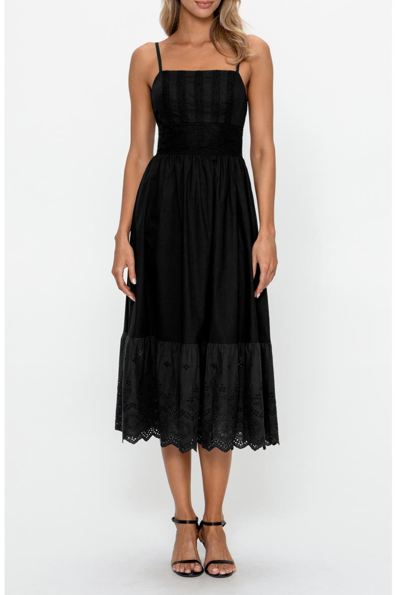 Lace Fit & Flare Cotton Midi Dress, Main, color, RED