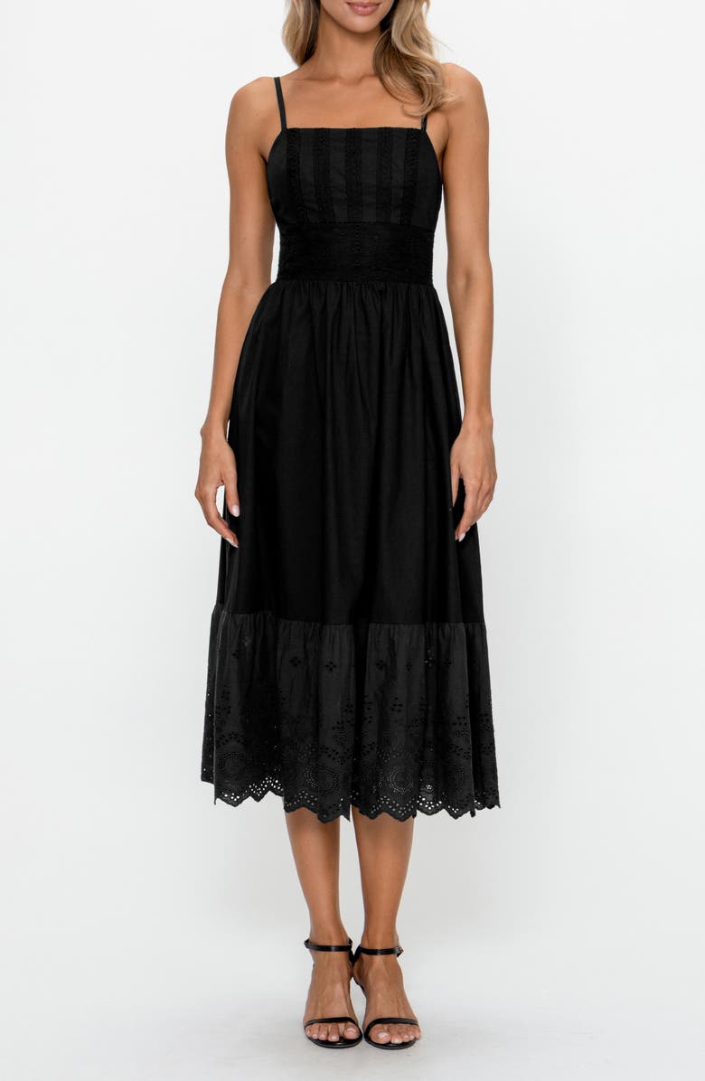 PS By Cupshe Lace Fit & Flare Cotton Midi Dress, Main, color, Red