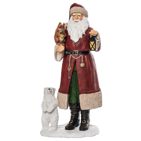 Resin Multicolored Christmas Santa and Critter Decor