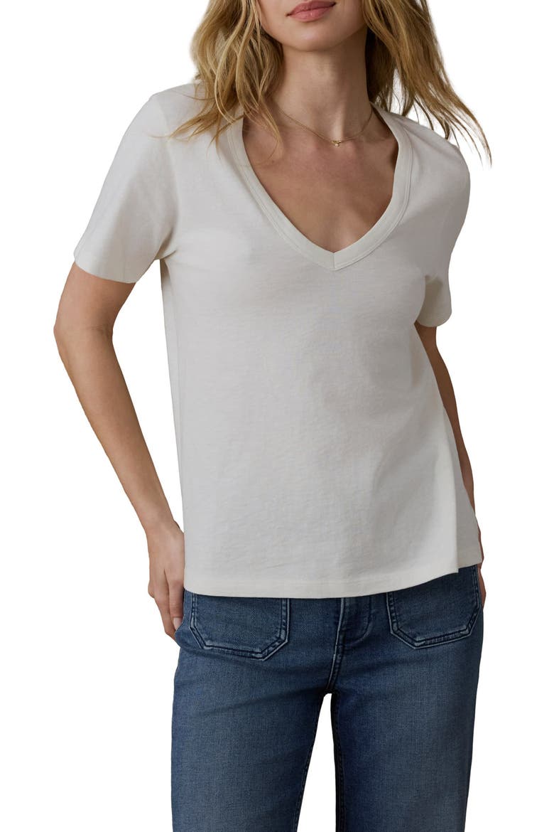 Sunwashed Essential V-Neck T-Shirt, Main, color, EGRET