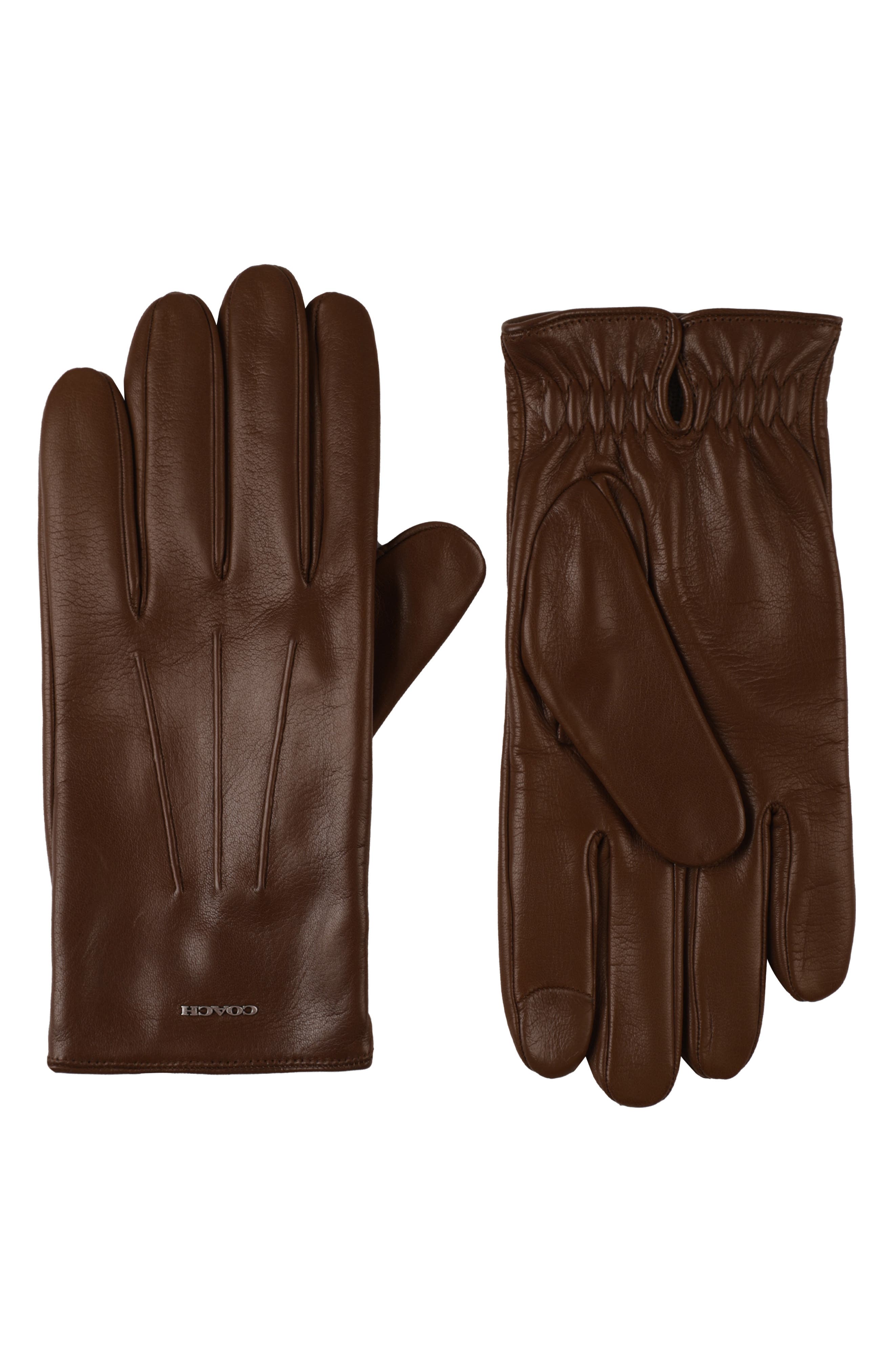 COACH コーチ leather gloves 革手袋 ダークブラウン COACH Leather Tech Gloves (Men) | Nordstrom