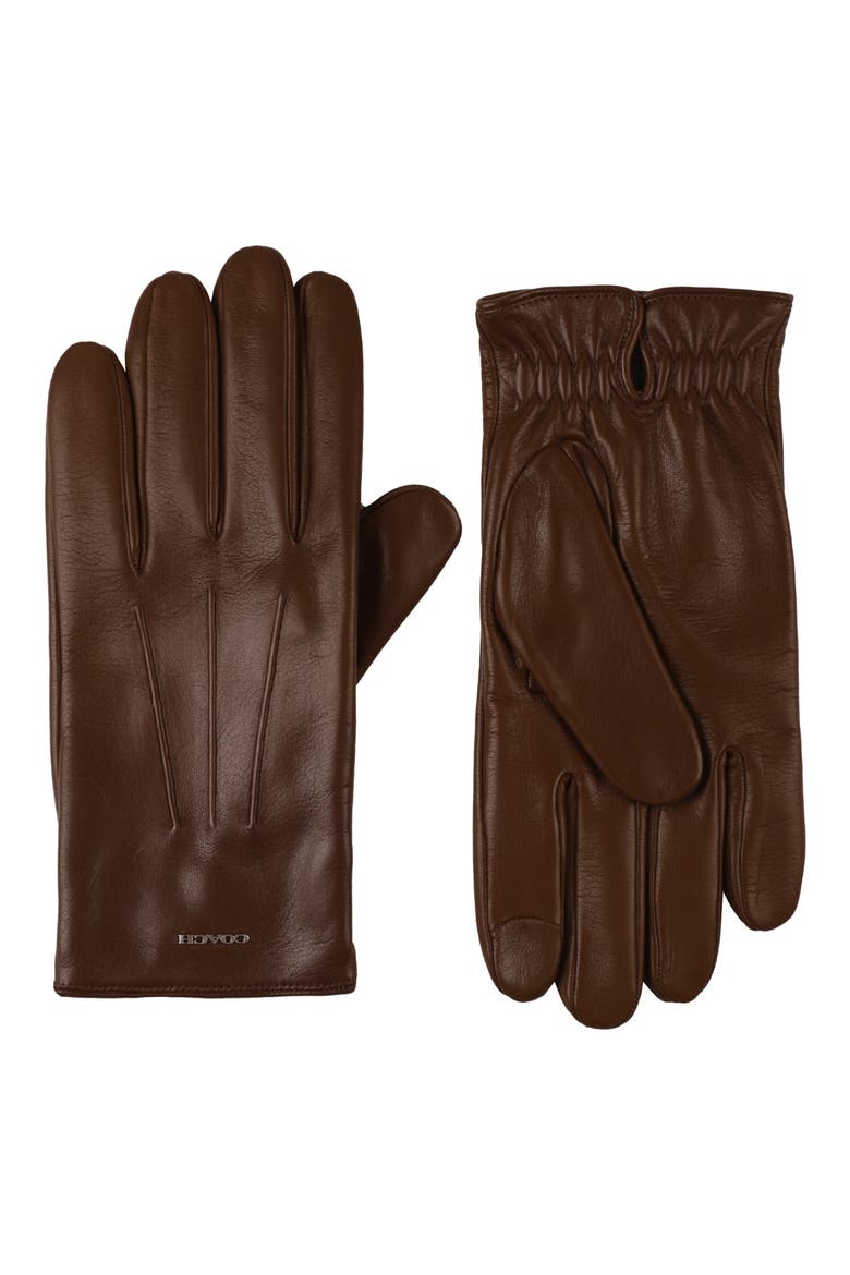 Leather Tech Gloves, Main, color, MAHOGANY