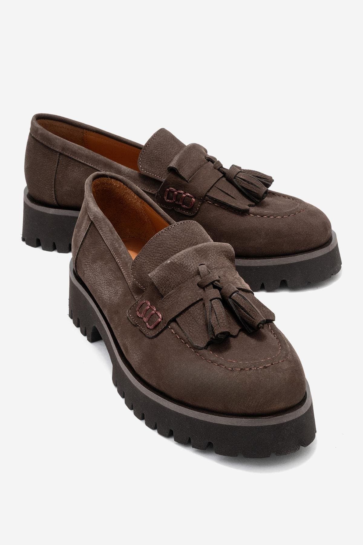 Poen Leather Tassel Loafer, Alternate, color, Brown Suede Leather