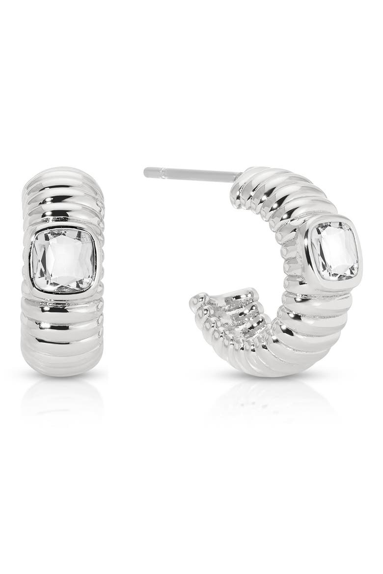 Contemporary Textured Small Hoop Earrings, Main, color, SILVER