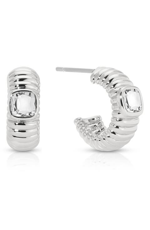 Contemporary Textured Small Hoop Earrings