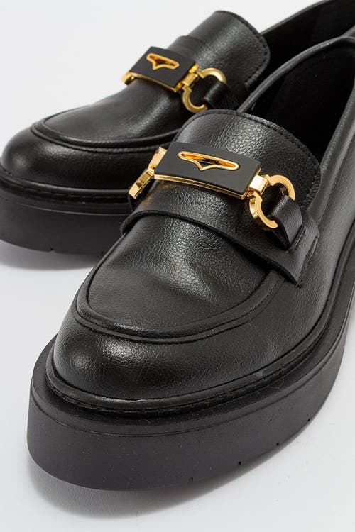 Forever & Always Shoes Simone Bit Platform Loafer In Black Faux Leather