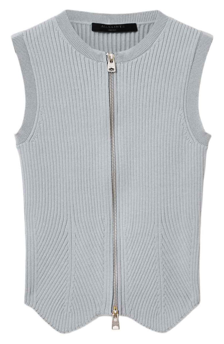 AllSaints Cruz Rib Knit Sweater Vest, Alternate, color, Steel Blue