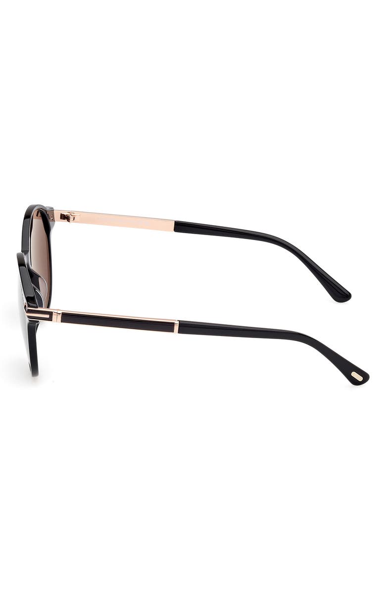TOM FORD 52mm Round Sunglasses, Alternate, color, Shiny Black / Smoke