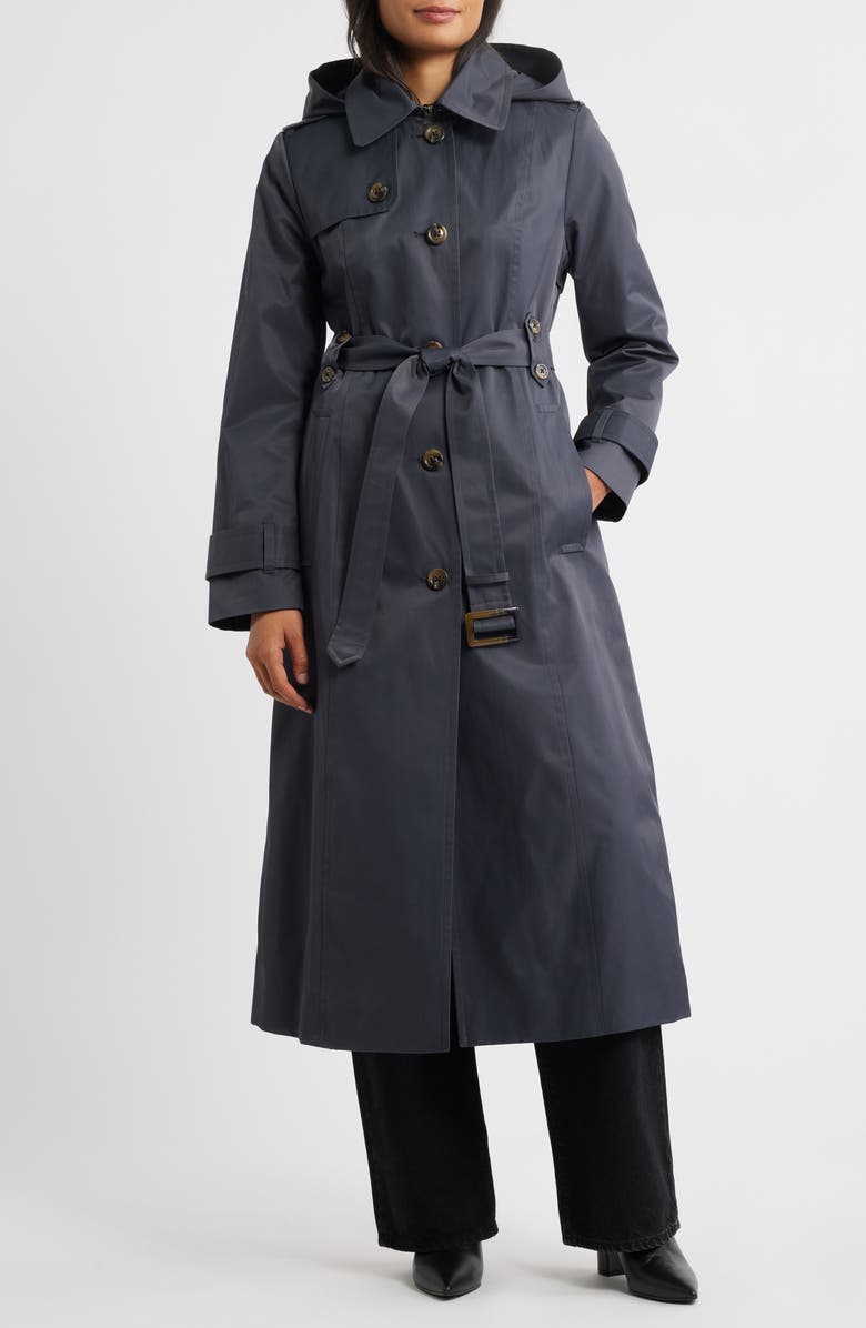 London Fog Hooded Single Breasted Maxi Trench Coat | Nordstrom