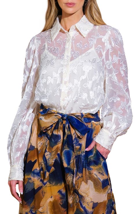 Floral Jacquard Long Sleeve Button-Up Shirt