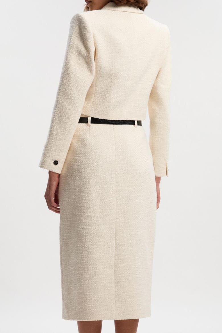 Petite Tweed Belted Pencil Skirt, Alternate, color, Cream