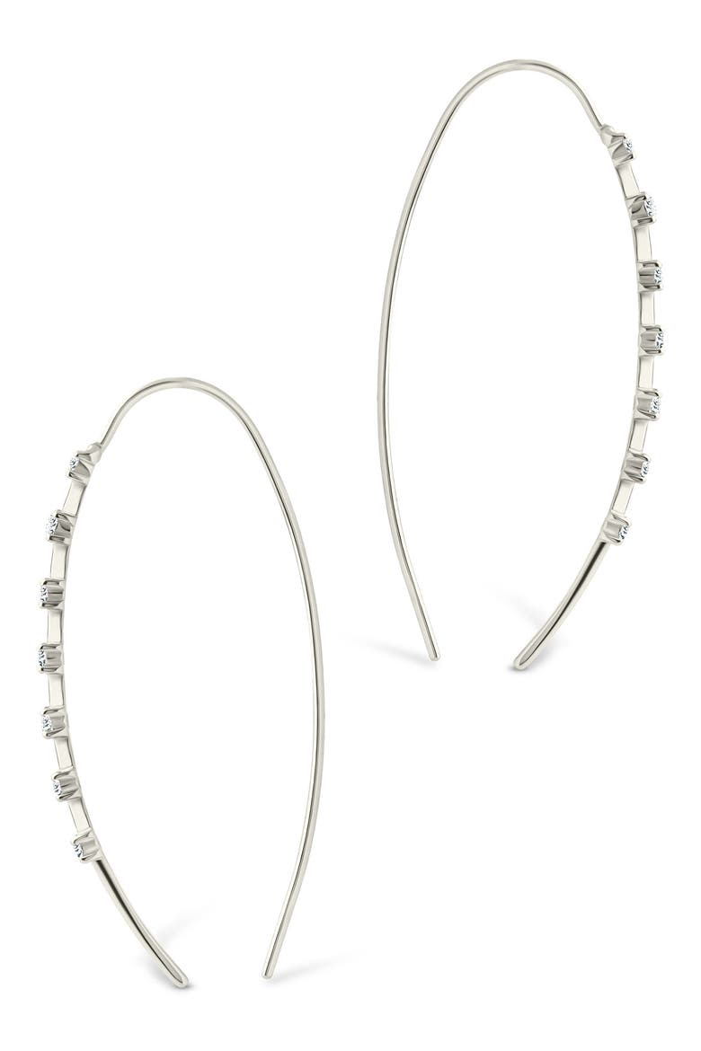 Annalise Cubic Zirconia Studded Threader Earrings, Alternate, color, SILVER