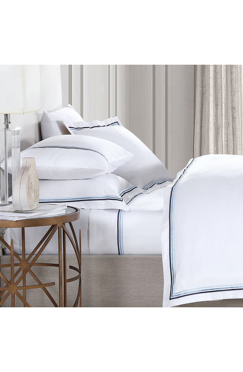 Pure Parima Egyptian Cotton Sateen Bratta Embroidery Triple Luxe Sateen 3-Piece Duvet Cover Set, Alternate, color, 