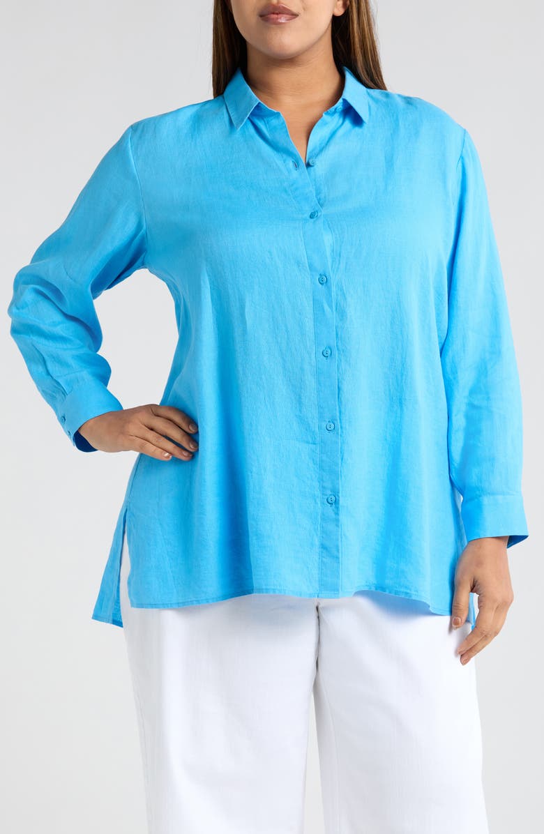 Eileen Fisher Classic Collar Organic Linen Shirt, Main, color, 