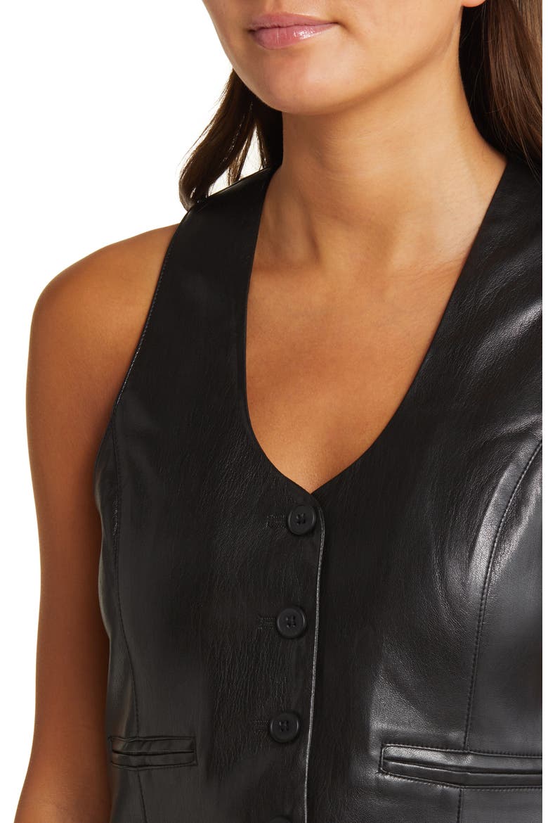 Faux Leather Waistcoat, Alternate, color, BUSINESS DEAL