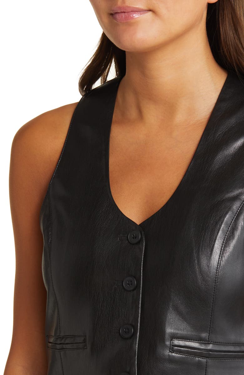 BLANKNYC Faux Leather Waistcoat, Alternate, color, 