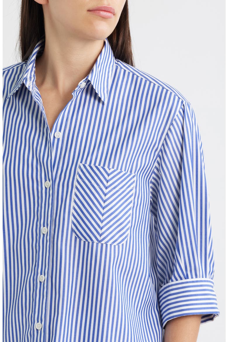 Lucia Stripe Cotton Poplin Button-Up Shirt, Alternate, color, NAVY STRIPE