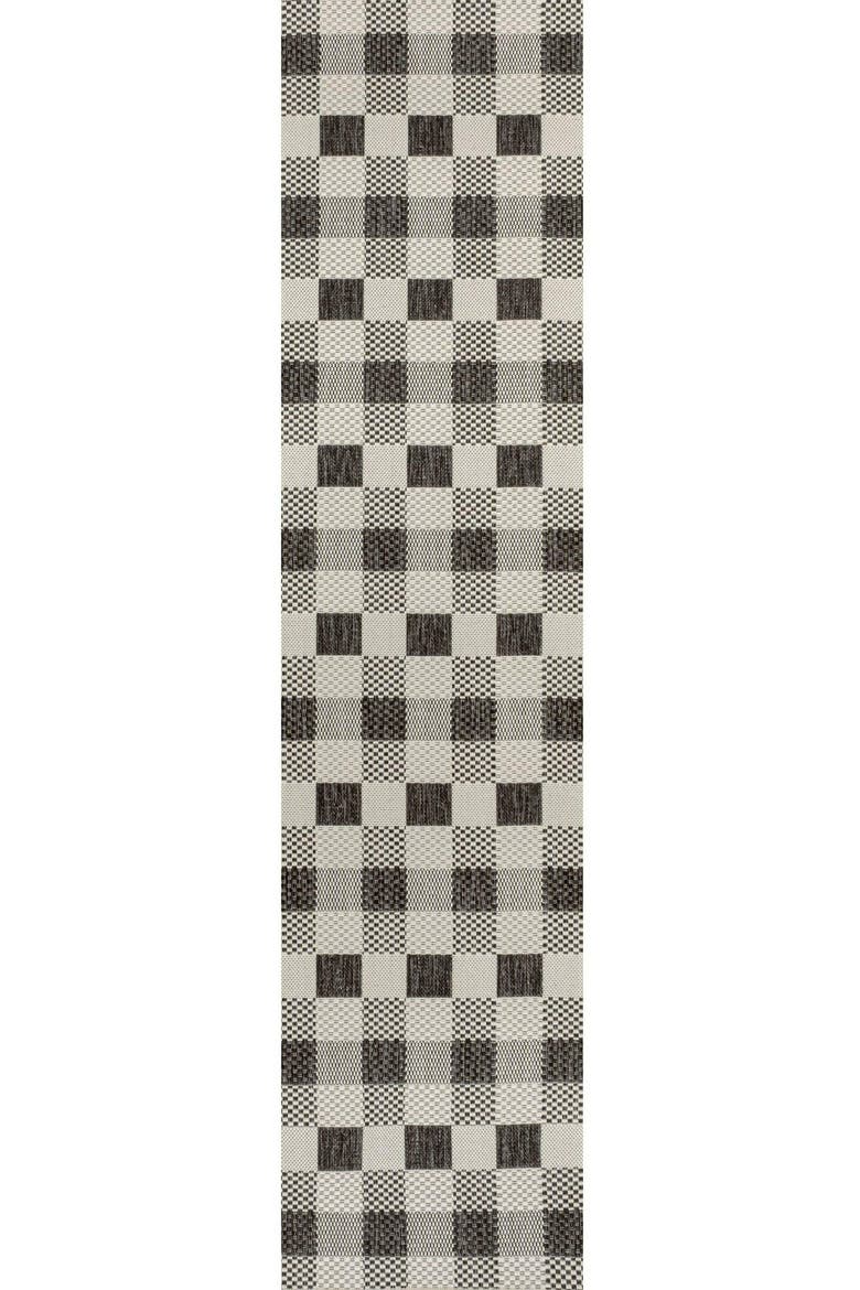 Darcy Traditional Geometric Bold Gingham Indoor/Outdoor Area Rug, Main, color, Black/Cream