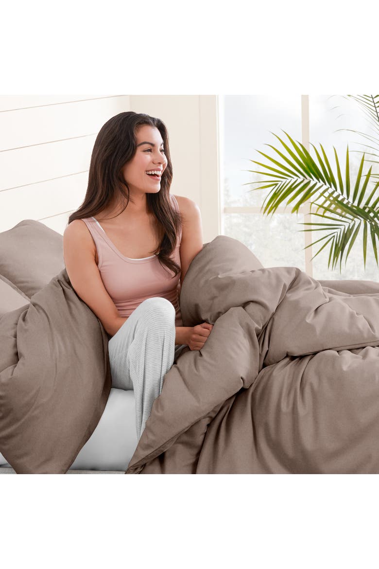 100% Cotton Flannel Duvet Cover & Sham Set, Alternate, color, Taupe