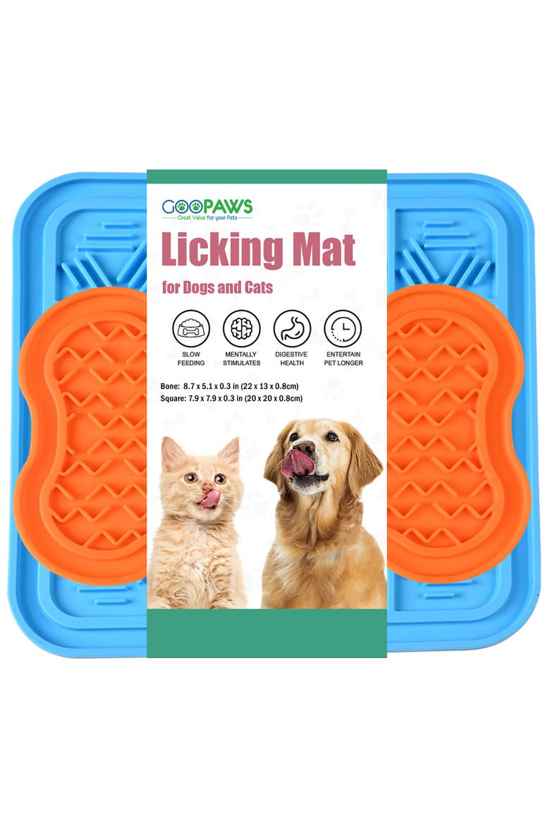 Licking Mat 2Pack Orange & Blue, Slow Feeder Pads For Dogs & Cats, Main, color, Multicolored