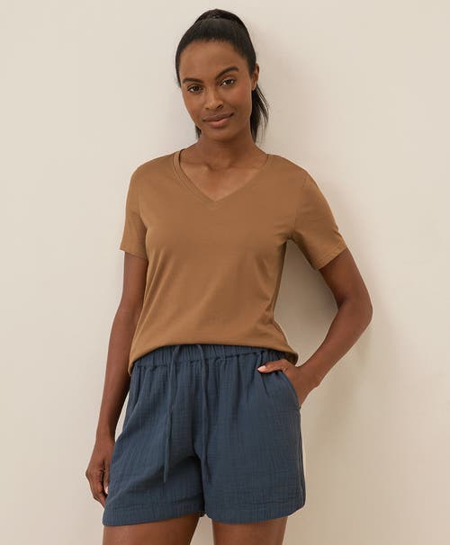 Pact Organic Cotton Softspun V-neck Tee In Brown